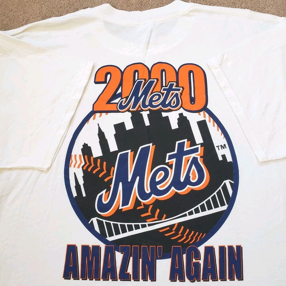 Vintage Y2K New York Mets 2000 Amazin' Again Size XL Mens Double Side T-Shirt